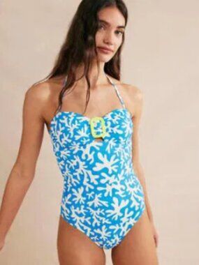 NWT BODEN Wrap Buckle Bandeau Swimsuit 16-18
